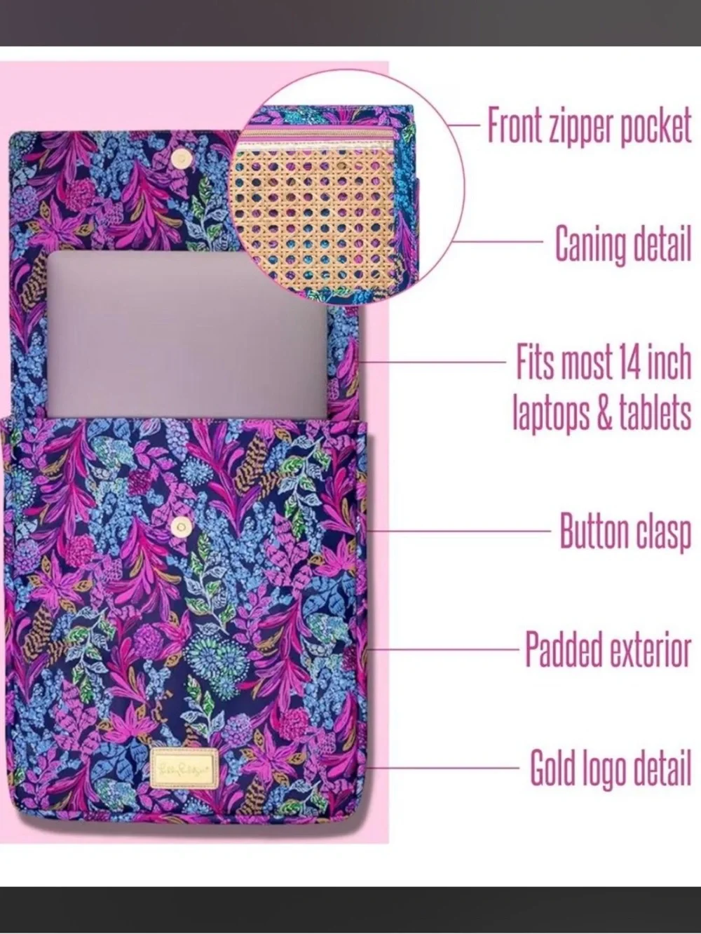 NWT Lilly Pulitzer Calypso Coast Woven laptop sleeve